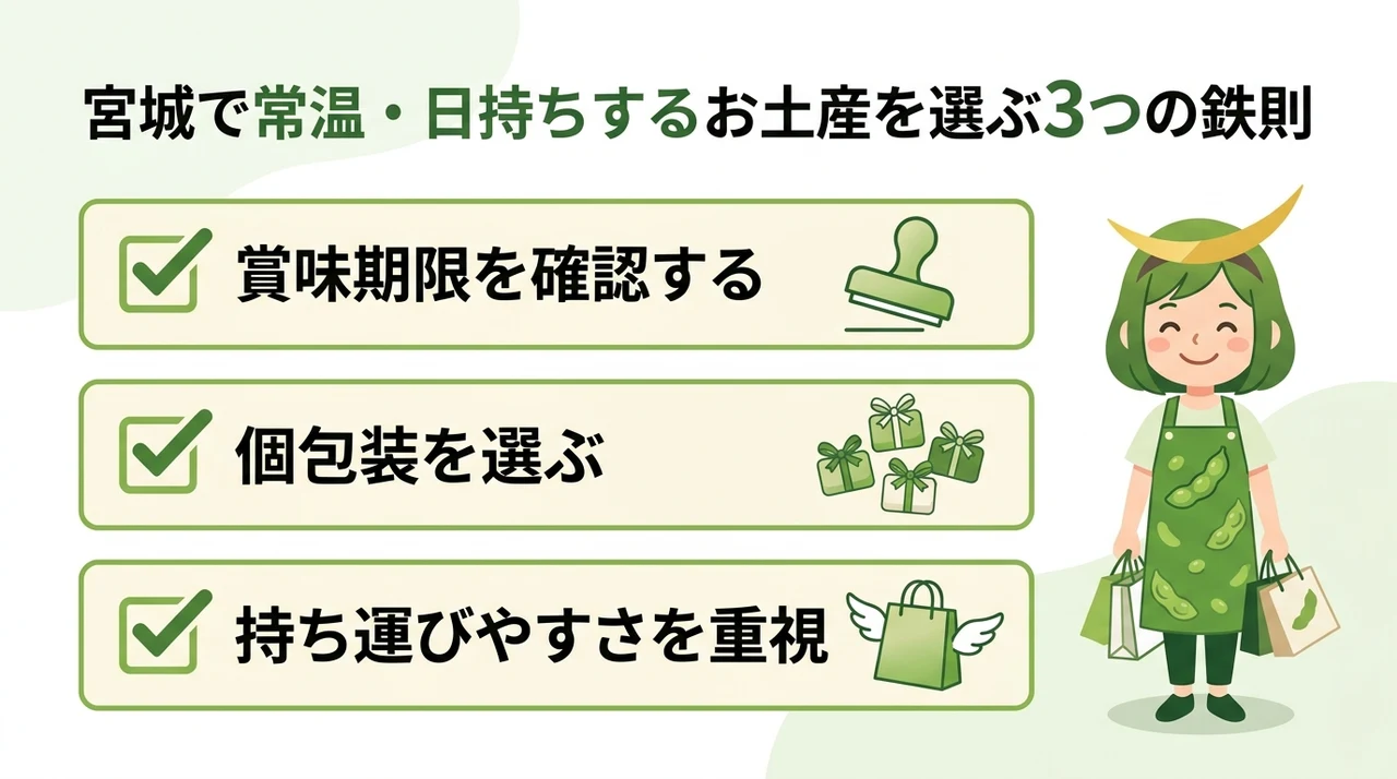 宮城で常温・日持ちするお土産を選ぶ3つの鉄則